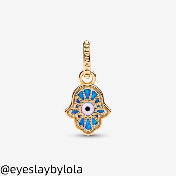 Pandora Opalescent Blue Hamsa Hand Dangle Charm - Picture 4 of 5